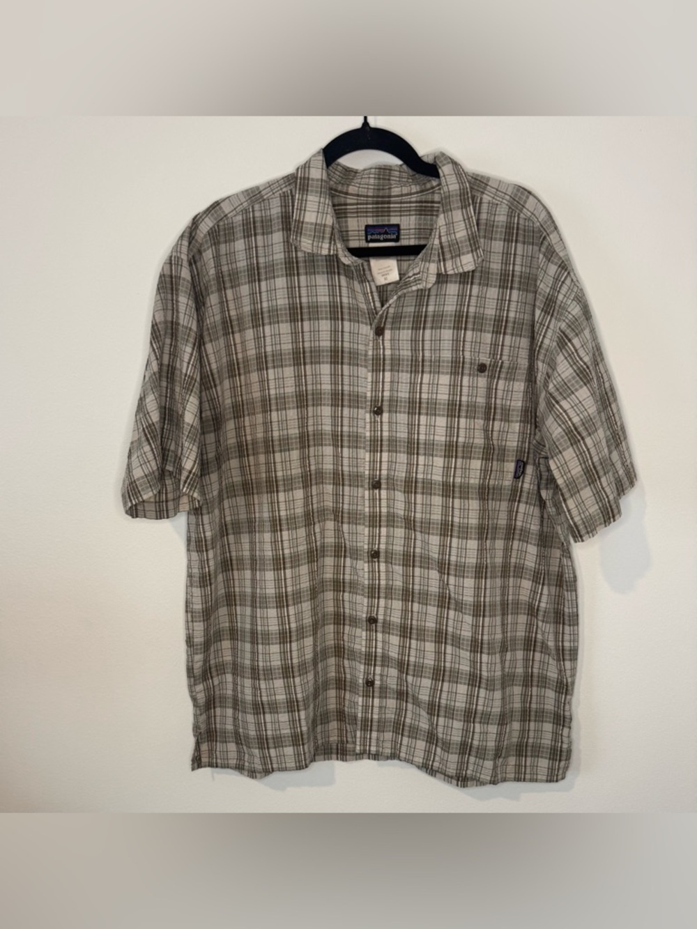 Patagonia Plaid Button Down Shirt Mens XL Short Sleeve Organic Cotton